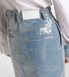 Xu Zhi Sequined denim pencil skirt
