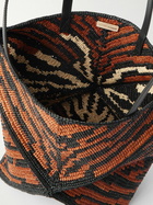 LOEWE - Paula's Ibiza Puzzle Fold Tiger-Print Leather-Trimmed Raffia Tote Bag