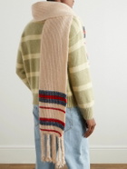 Federico Curradi - Fringed Striped Ribbed Wool-Blend Scarf