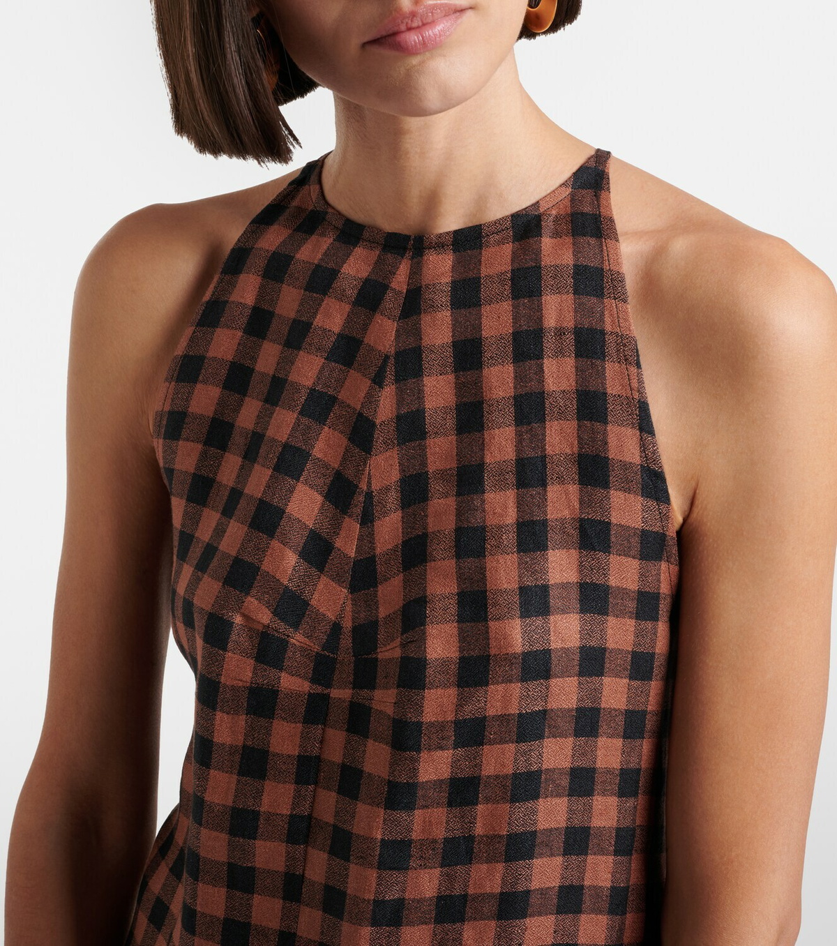 Asceno Antigua gingham linen minidress