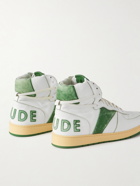 Rhude - Rhecess Sky Suede-Trimmed Leather High-Top Sneakers - White