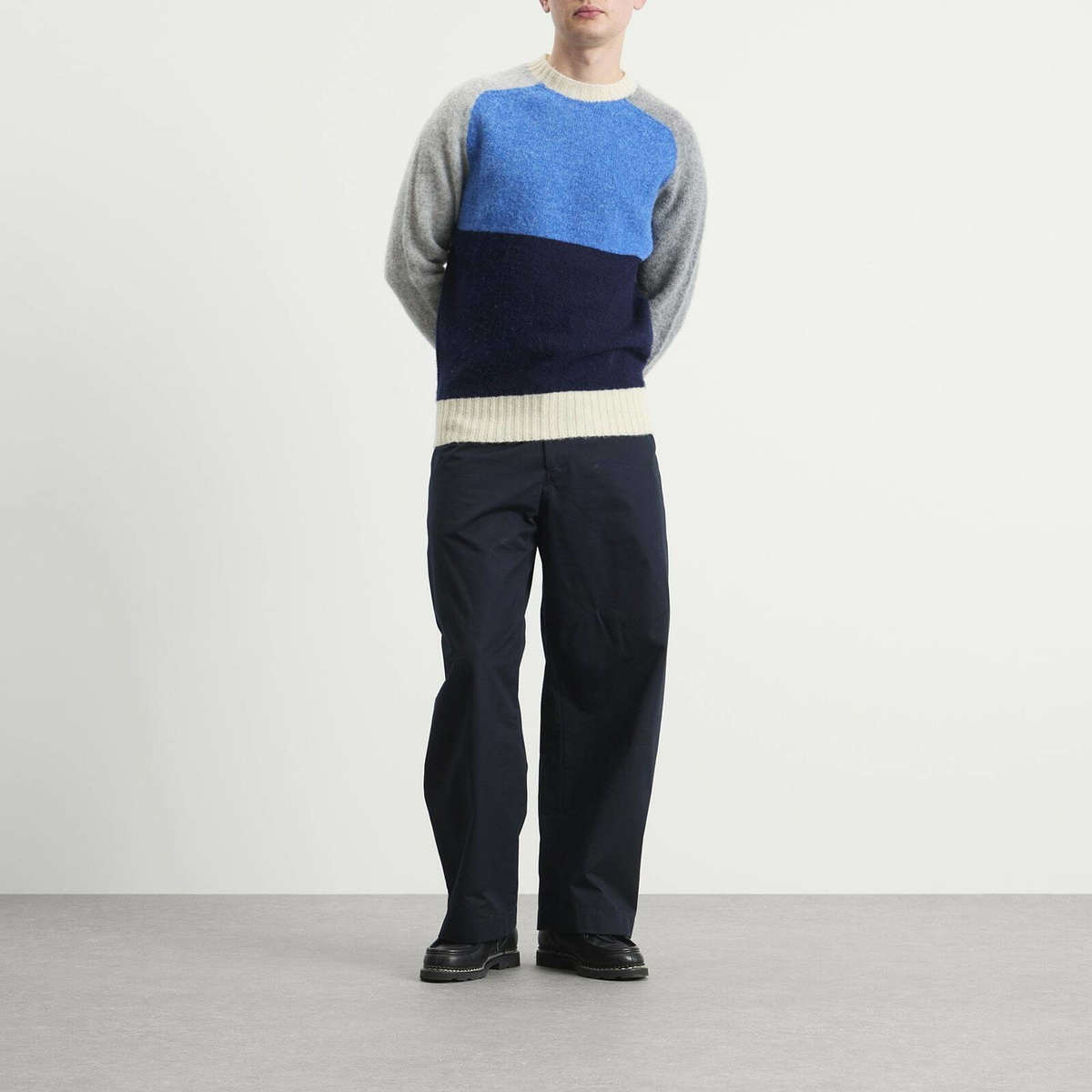 Howlin by Morrison Men's Howlin' Firecracker Colour Block Jumper in Apollo