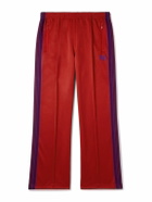 Needles - Straight-Leg Webbing-Trimmed Logo-Embroidered Jersey Track Pants - Red
