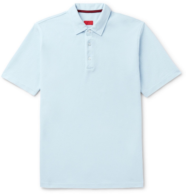 Photo: Isaia - Garment-Dyed Cotton-Piqué Polo Shirt - Blue