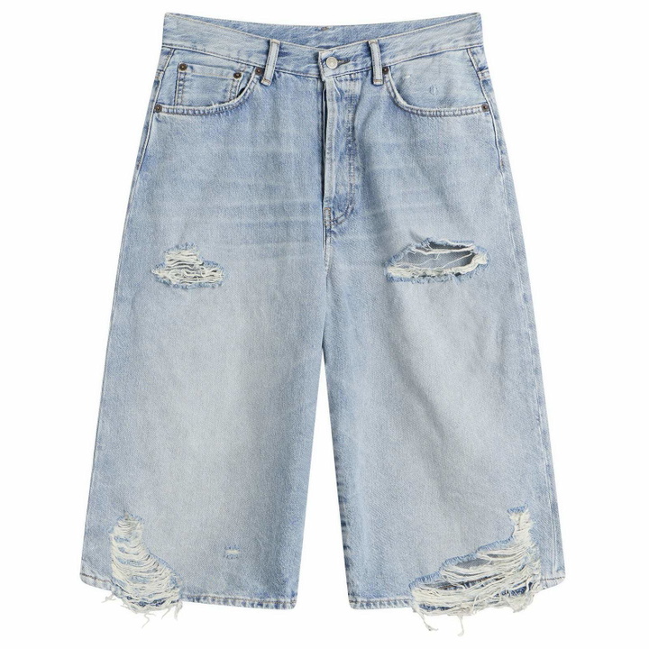 Photo: Acne Studios Men's Judda Ripped Denim Shorts in Light Blue