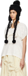 Tao Comme Des Garçons Black Wool Mix Crochet Beanie