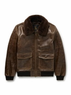 Golden Bear - The Carter Shearling-Trimmed Leather Bomber Jacket - Brown