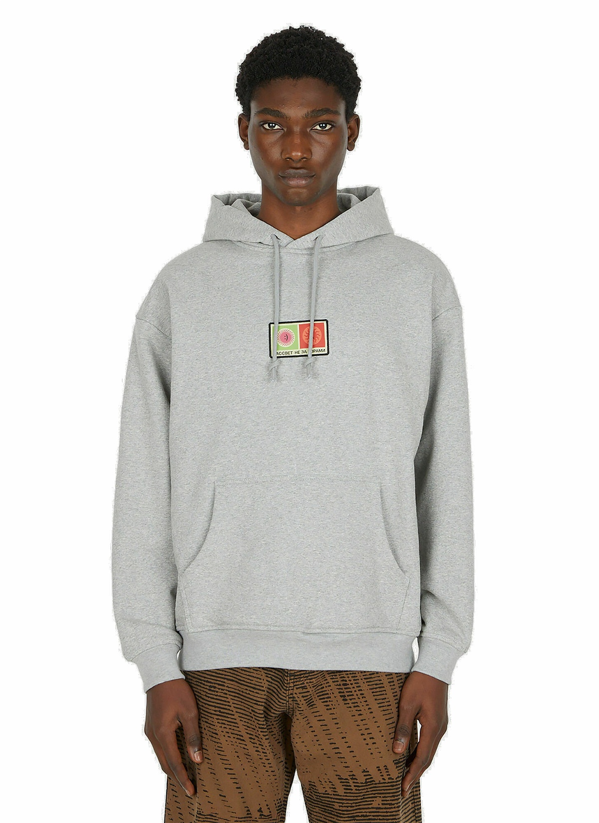 Photo: Logo Patch Hooded Sweatshirt in Grey