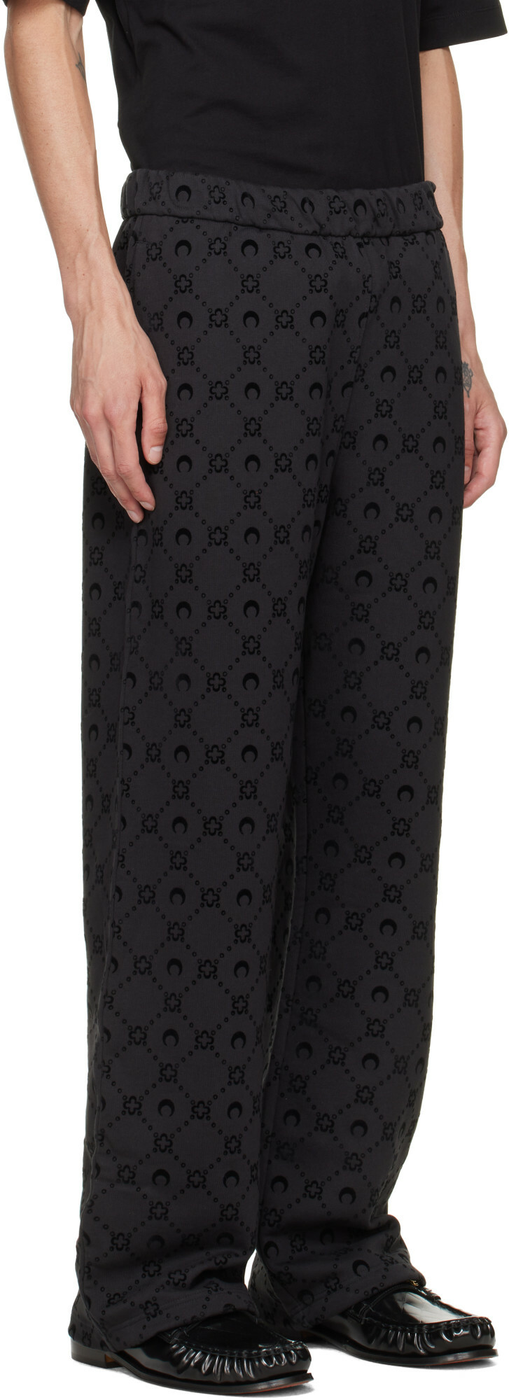 Marine Serre Black Moonogram Flocked Fleece Sweatpants