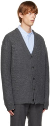 Solid Homme Gray Ribbed Cardigan