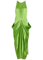 Khaite Kent Draped Satin Midi Dress Green