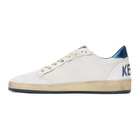 Golden Goose White and Blue Ball Star Sneakers