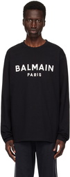 Balmain Black Printed Logo Long Sleeve T-Shirt