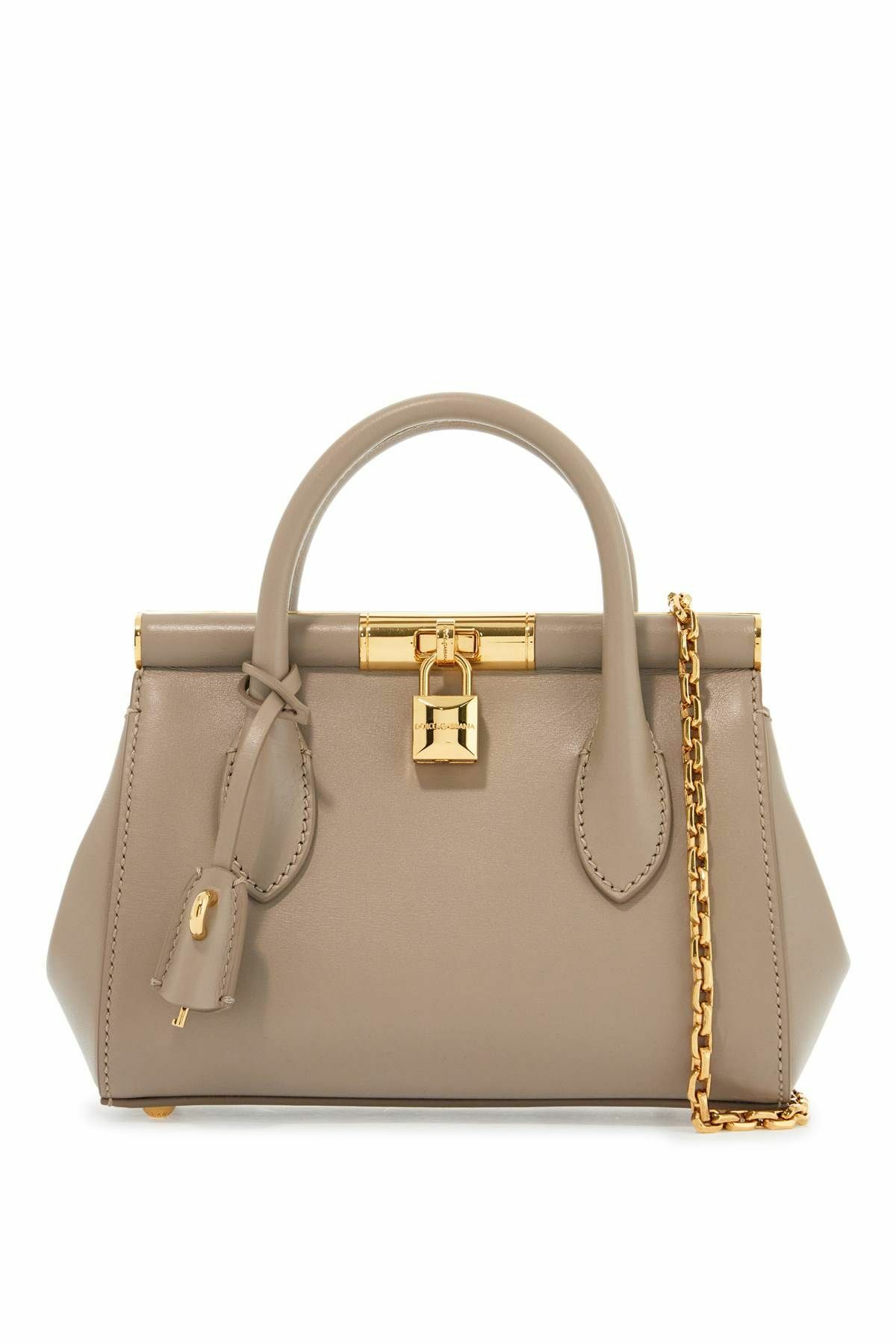 DOLCE & GABBANA taupe leather handbag with lock Beige Dolce & Gabbana