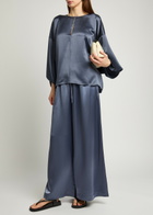 BY Malene Birger Clorella Wide-leg Satin Trousers Blue