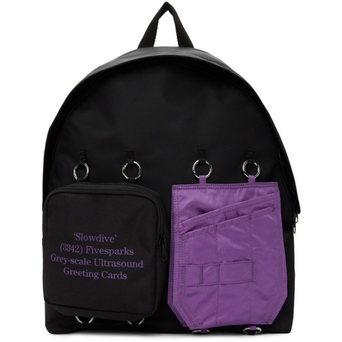 Photo: Raf Simons SSENSE Exclusive Black and Purple Eastpak Edition Quote Backpack