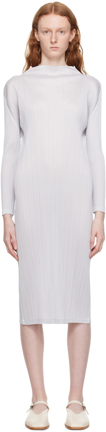 Pleats Please Issey Miyake Beige New Colorful Basics 3 Midi Dress