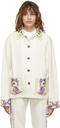 Bode Off-White Beaded Workwear Jacket