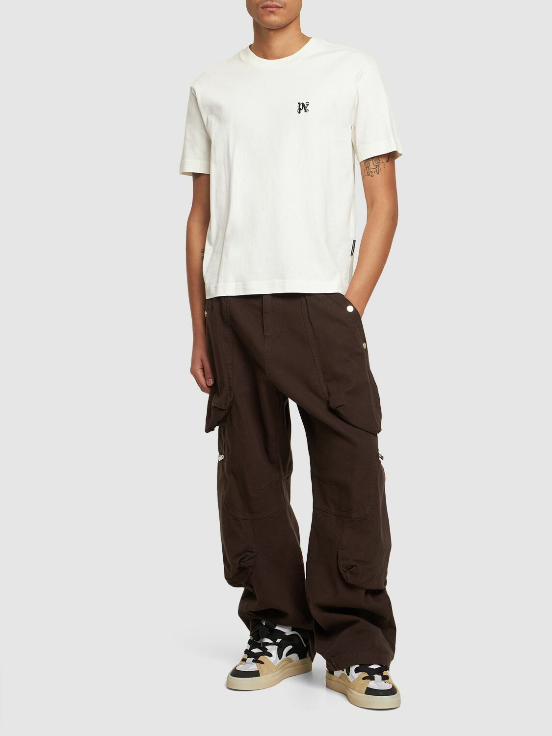 【関税込み】PALM ANGELS SET OF 3 MONOGRAM T-SHIRTS PALM ANGELS - Pack Of 3 Monogram Cotton T-shirts Palm Angels