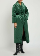 Alice + Olivia Ima Padded Belted Velvet Coat Green