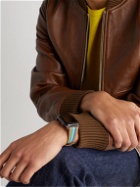 laCalifornienne - Aquamarine Striped Leather Watch Strap