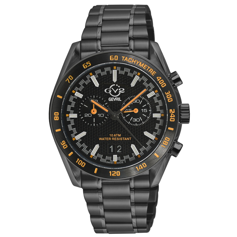 GV2 by Gevril Freccia Chronograph Quartz Black Dial Mens Watch 42902B