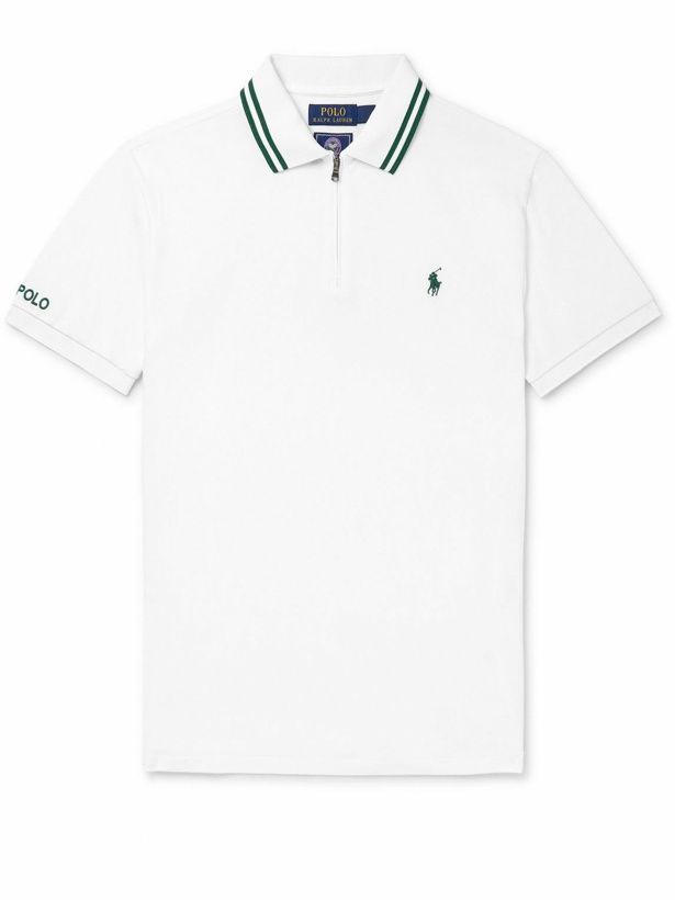 Photo: Polo Ralph Lauren - Wimbledon Logo-Embroidered Cotton-Blend Piqué Polo Shirt - White