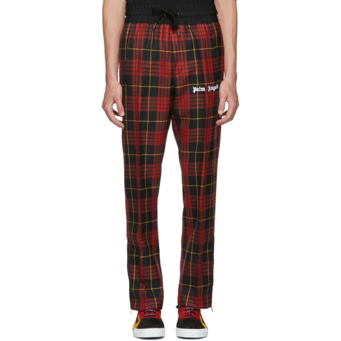 Palm Angels Red Check Sleek Track Trousers Palm Angels