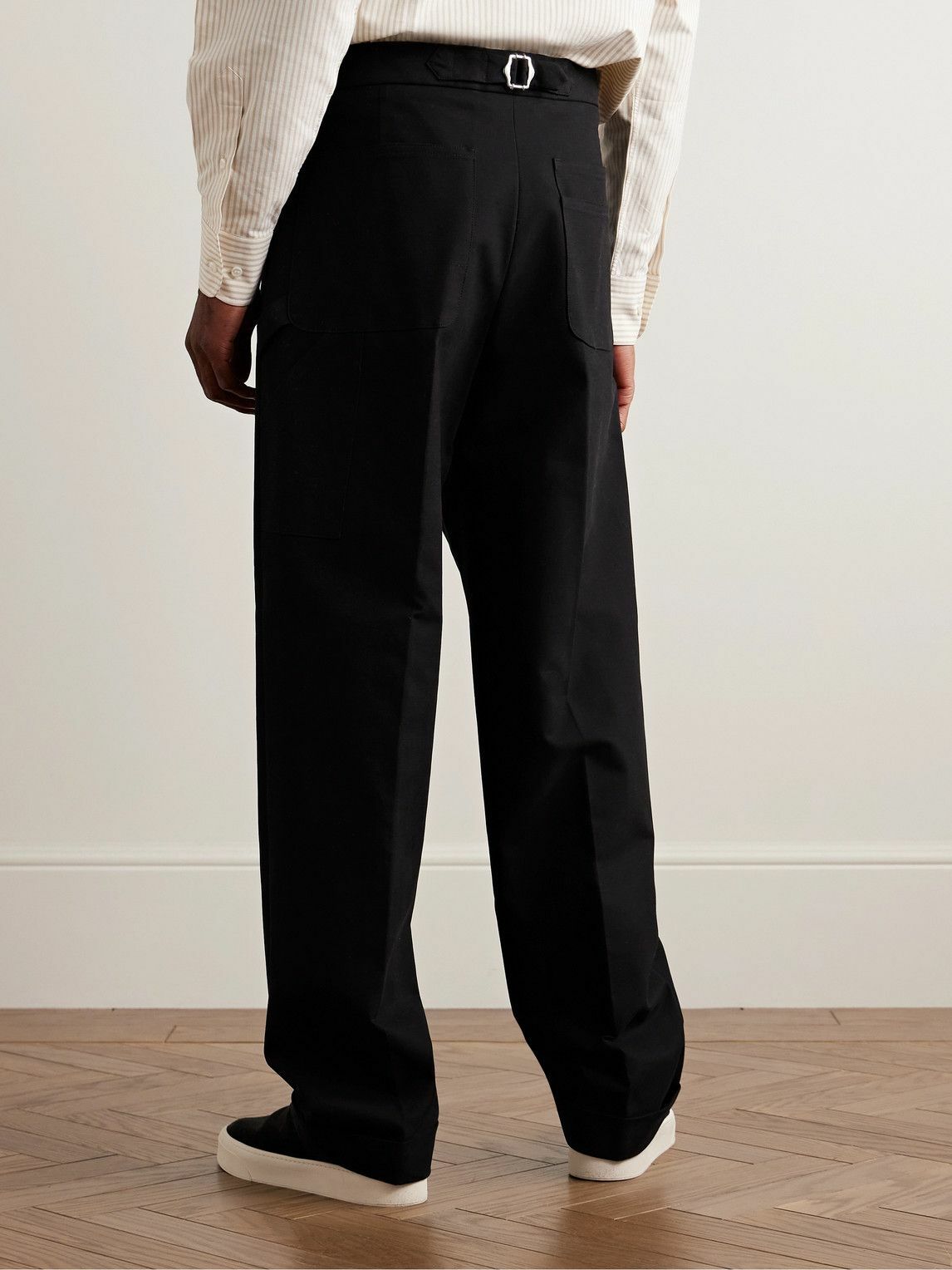 UMIT BENAN B - Straight-Leg Pleated Cotton-Blend Trousers - Black