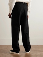 UMIT BENAN B - Straight-Leg Pleated Cotton-Blend Trousers - Black