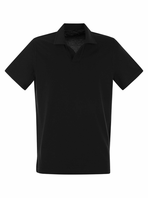 Photo: Fedeli Cotton Polo Shirt With Open Collar