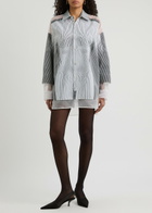 Jean Paul Gaultier Printed Silk-chiffon and Poplin Shirt Black And White