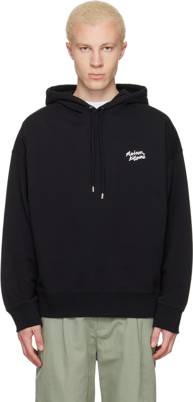 Photo: Maison Kitsuné Black 'Maison Kitsuné' Handwriting Oversize Hoodie