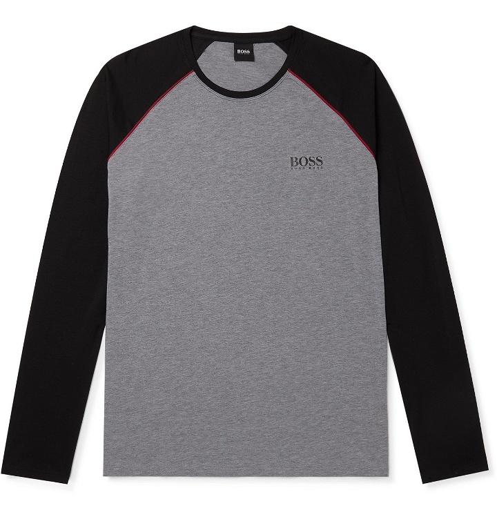 Photo: HUGO BOSS - Balance Logo-Print Stretch Cotton and Modal-Blend Jersey Pyjama Top - Black