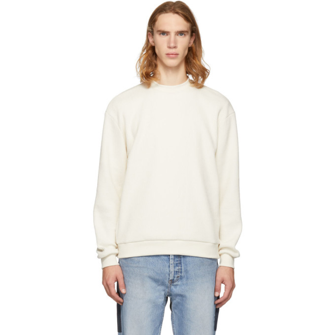 John Elliott Off-White Corduroy Mock Neck Sweatshirt John Elliott