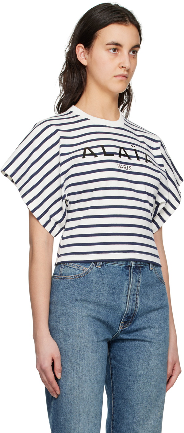 Alaïa Logo Cotton T-Shirt in White | endource