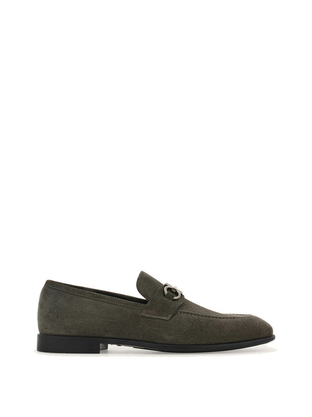 Photo: Ferragamo Mens Moccasin with Gancini ornament in Grey