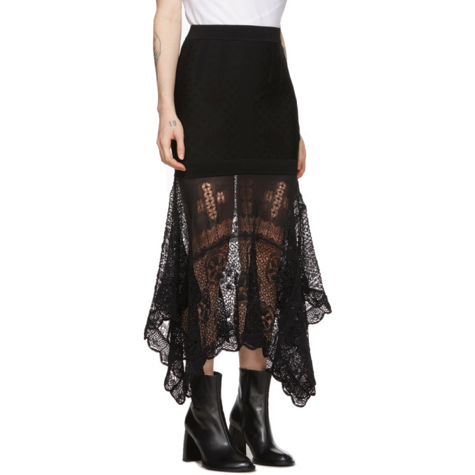 Alexander McQueen Black Patchwork Lace Knit Skirt Alexander McQueen