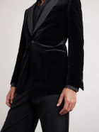 TOM FORD - Satin-Trimmed Cotton-Blend Velvet Suit Jacket - Black