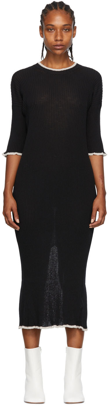 MM6 Maison Margiela Black Wool Midi Dress MM6 Maison Margiela