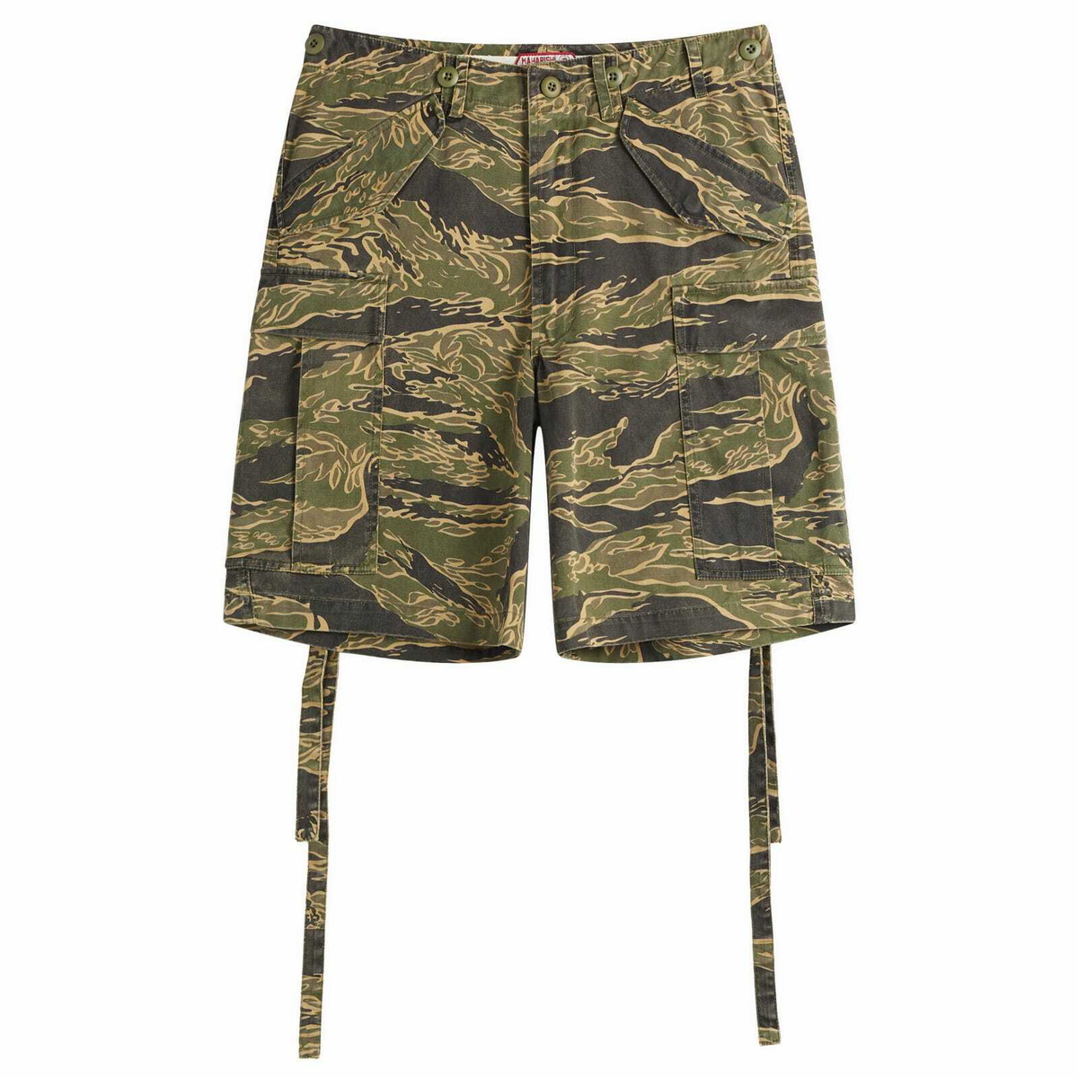 Maharishi Men's Tiger Camo Loose Cargo Shorts in Mint Gold