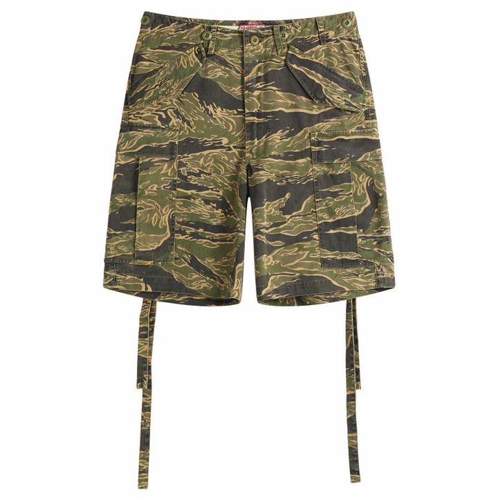 Photo: Maharishi Men's Tiger Camo Loose Cargo Shorts in Mint Gold