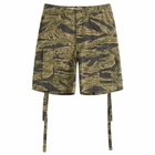 Maharishi Men's Tiger Camo Loose Cargo Shorts in Mint Gold