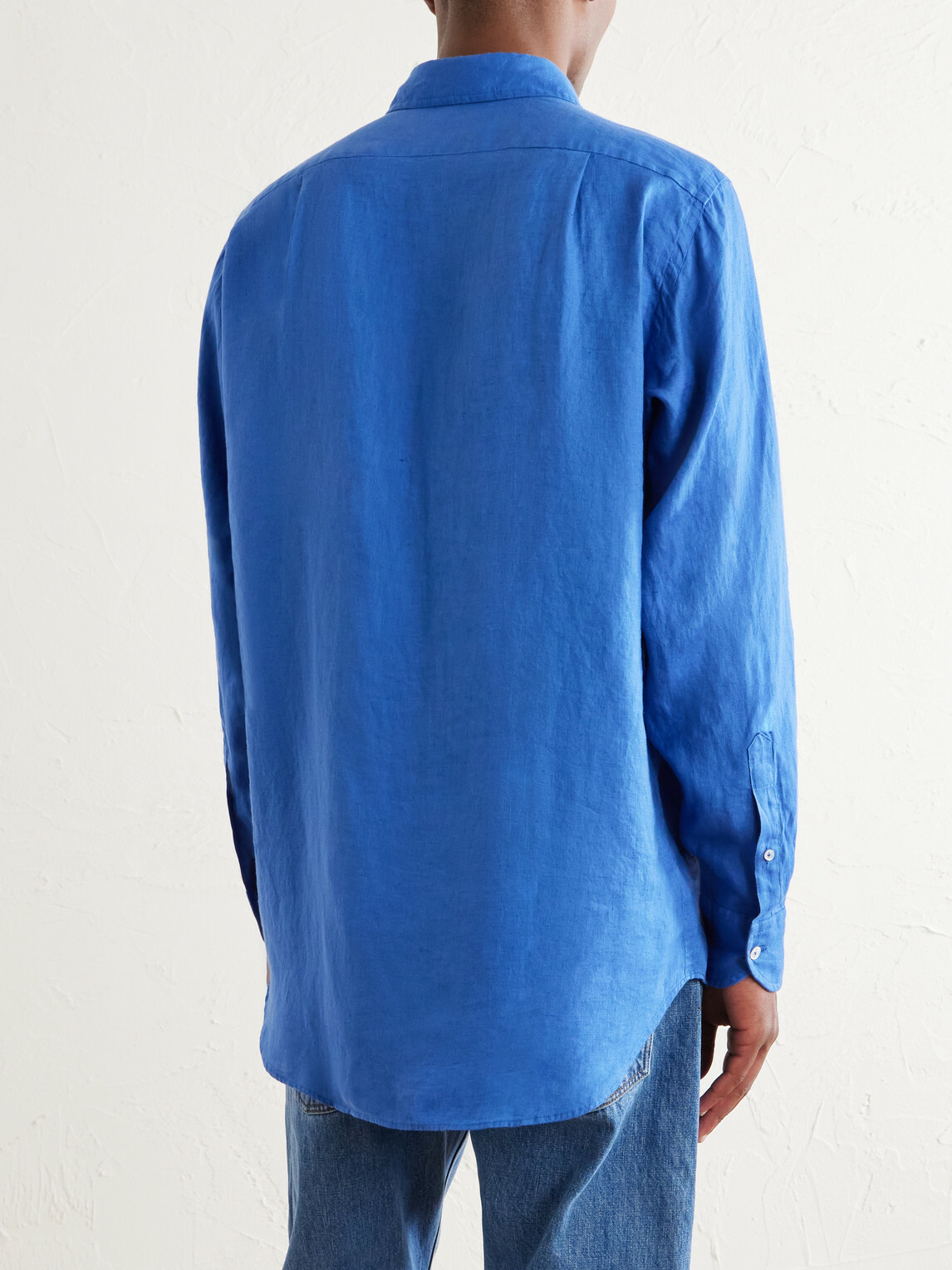 Drake's - Linen Shirt - Blue