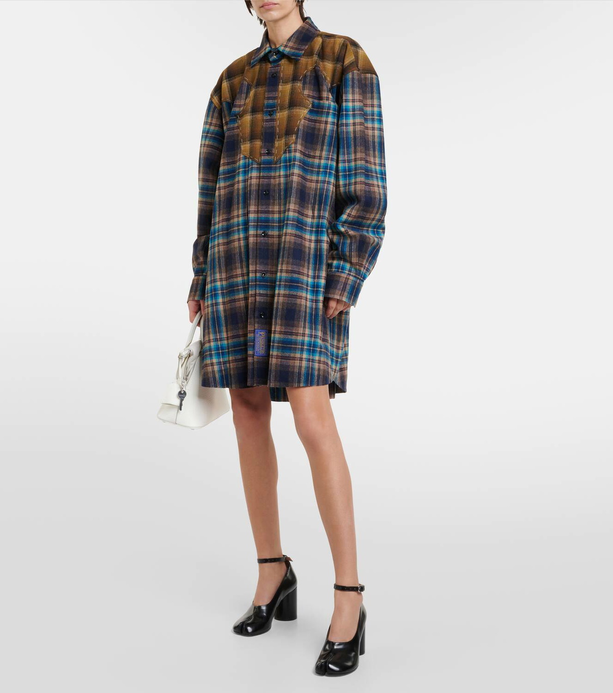 Maison Margiela Checked wool shirt dress
