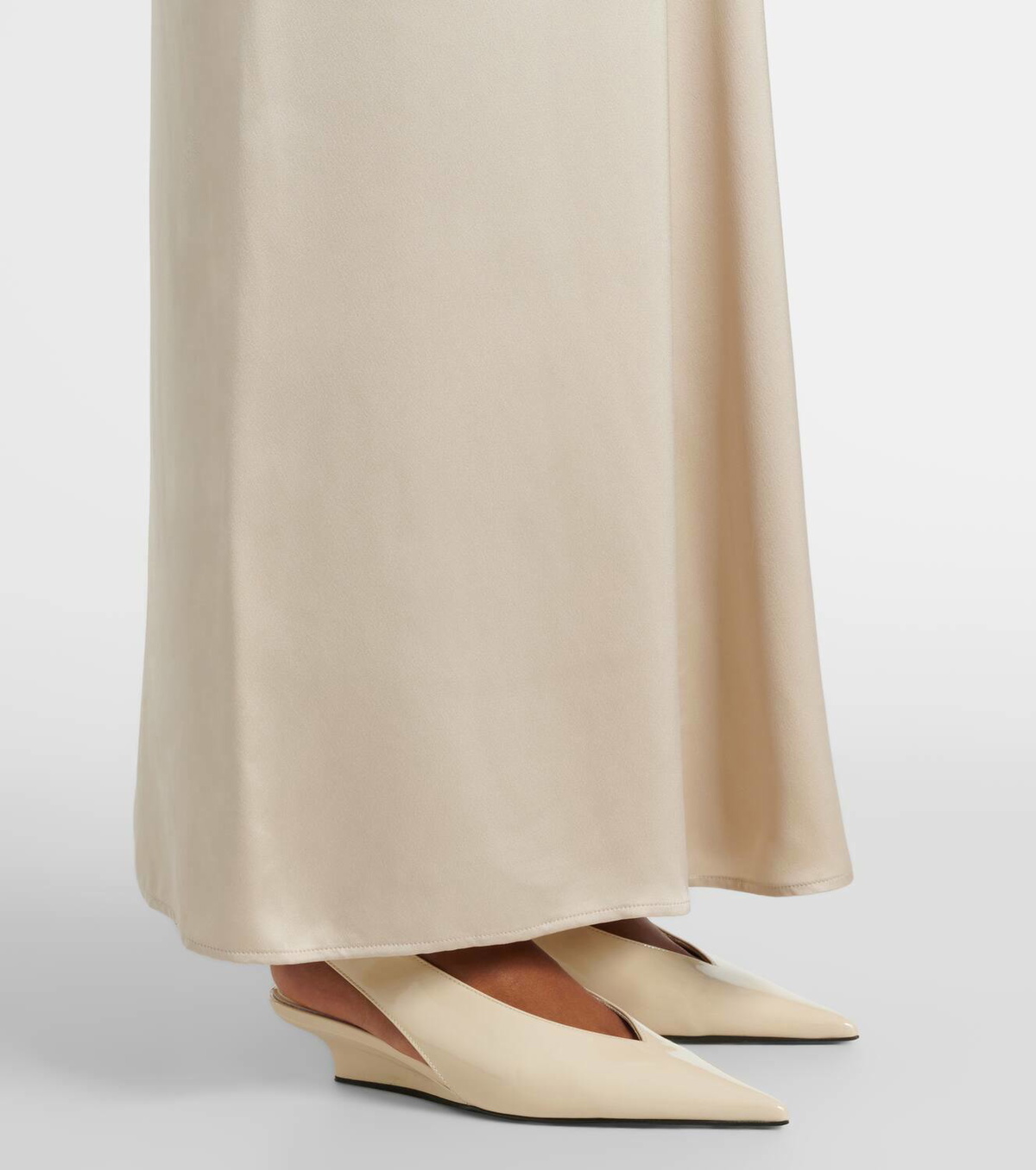 toteme draped satin midi dress Toteme Draped Satin Maxi Dress in Taupe