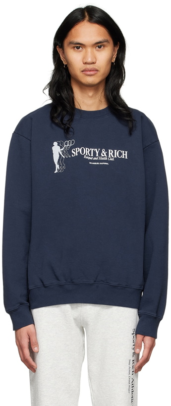 Photo: Sporty & Rich Navy Cotton Sweatshirt