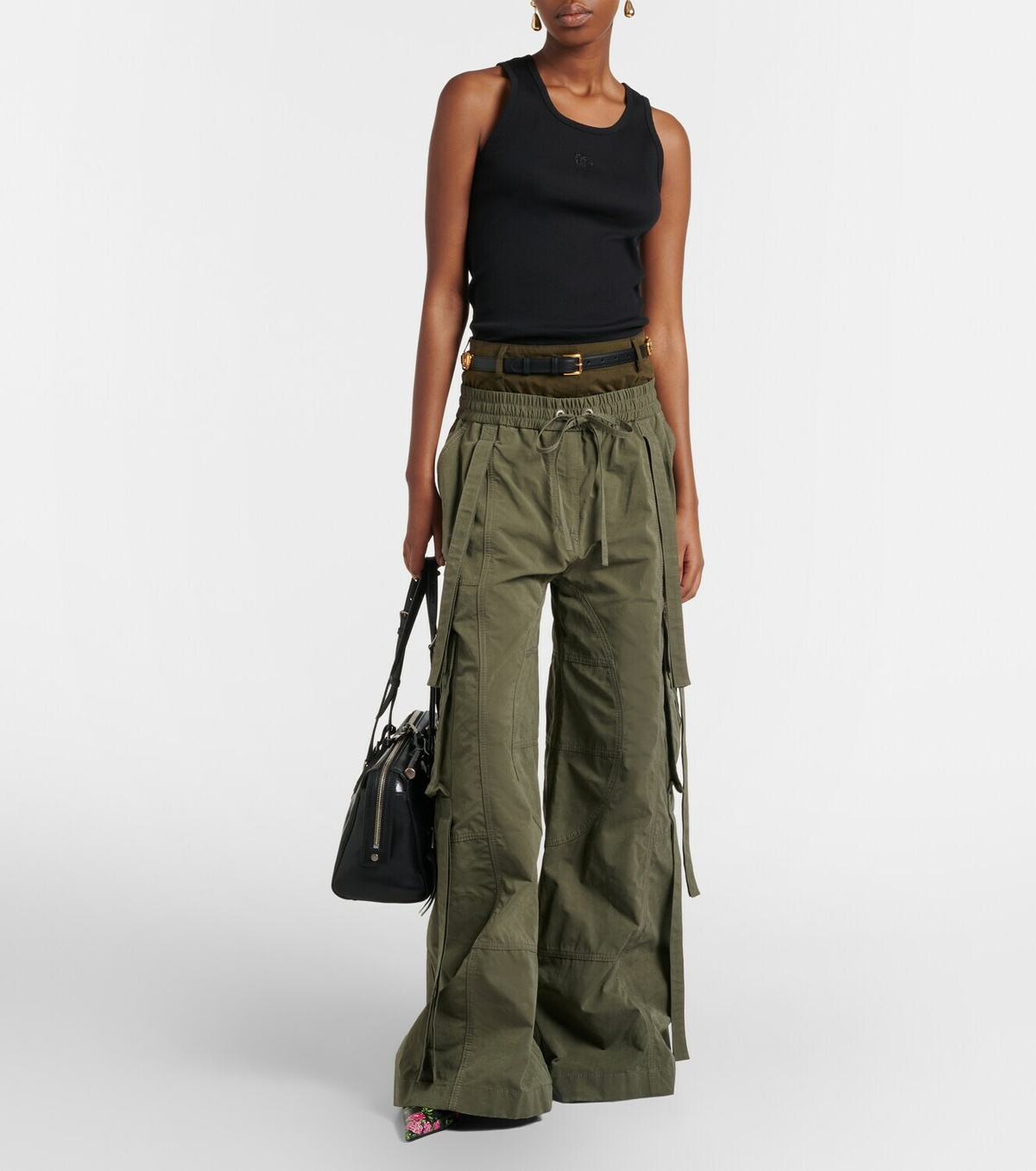 Dolce&Gabbana DG embellished ribbed-knit cotton tank top