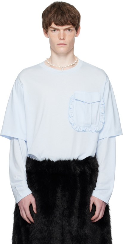 Photo: Simone Rocha Blue Layered Ruffle Pocket Long Sleeve T-shirt