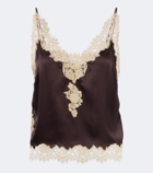 Dôen Kira lace-trimmed silk satin camisole